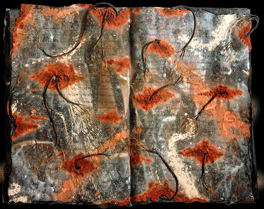 Mixed media book art by Denis Brown