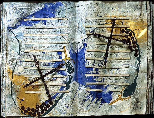 Mixed media book art by Denis Brown