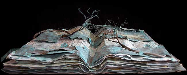 Mixed media book art by Denis Brown