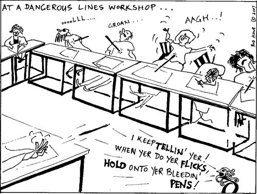 cartoon of a Denis Brown Workshop