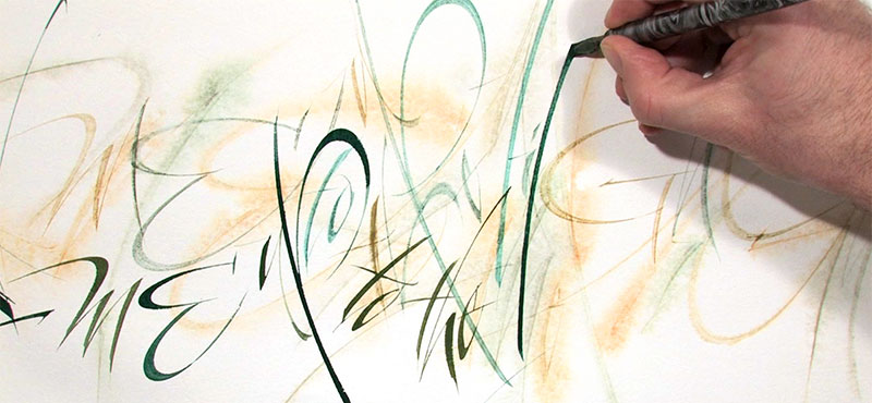 layered calligraphy demonstration